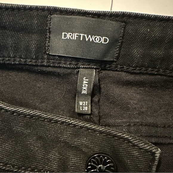 Driftwood Braided Side Jackie Skinny Raw Hem Black Jeans - 27 - Picture 7 of 15